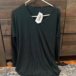 Staccato Dark Green Ribbed Long Sleeve Top